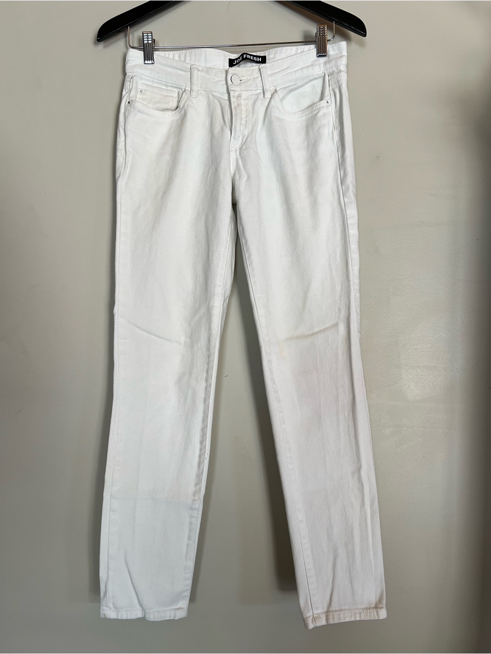 Joe Fresh Size 25 White Slim Jeans High Rise Straight Leg Denim Pants